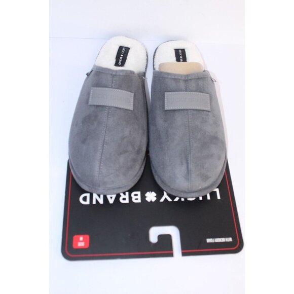 Lucky Brand Mens M 9-10 Quilted Microsuede Gray Clog Slipper Faux Fur Casual New main image 8